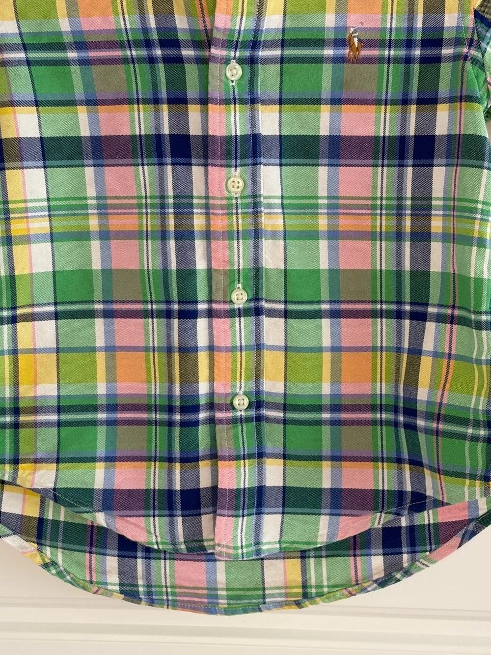 Polo Ralph Lauren Boys 4 Plaid Cotton Button Down Short Sleeve Shirt Preppy